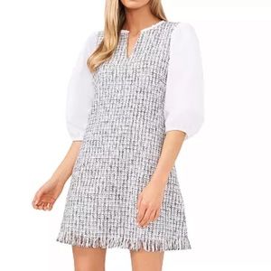 Riley Rae tweed puff sleeve dress